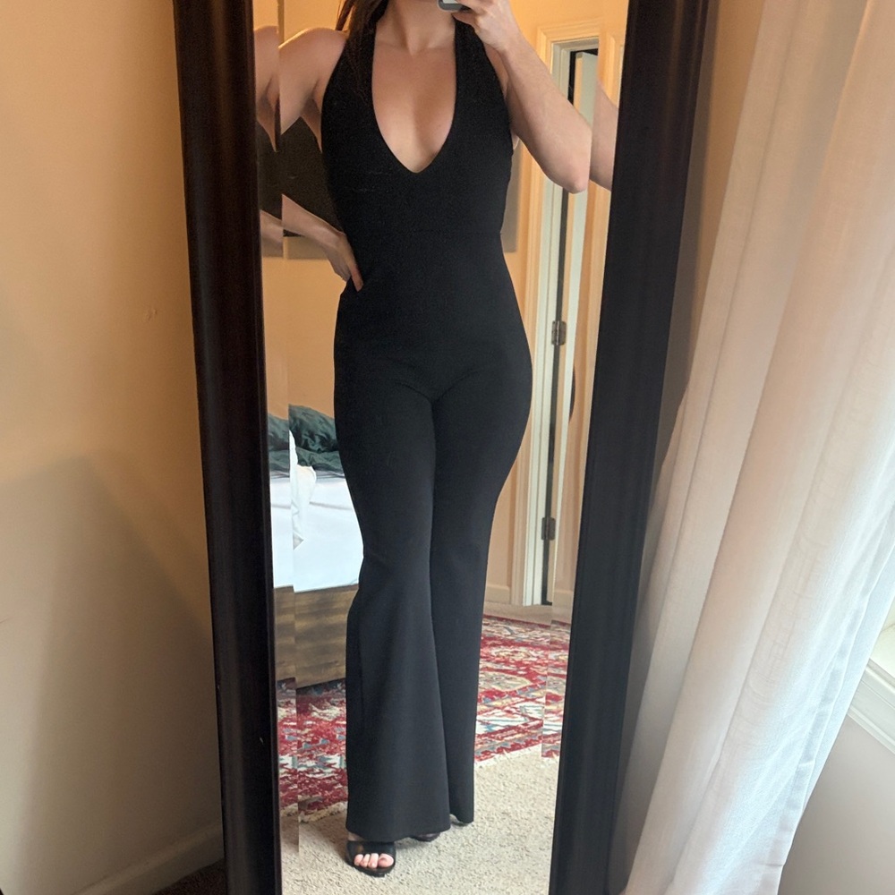Lulu's Classic Black V-Neck Jumpsuit